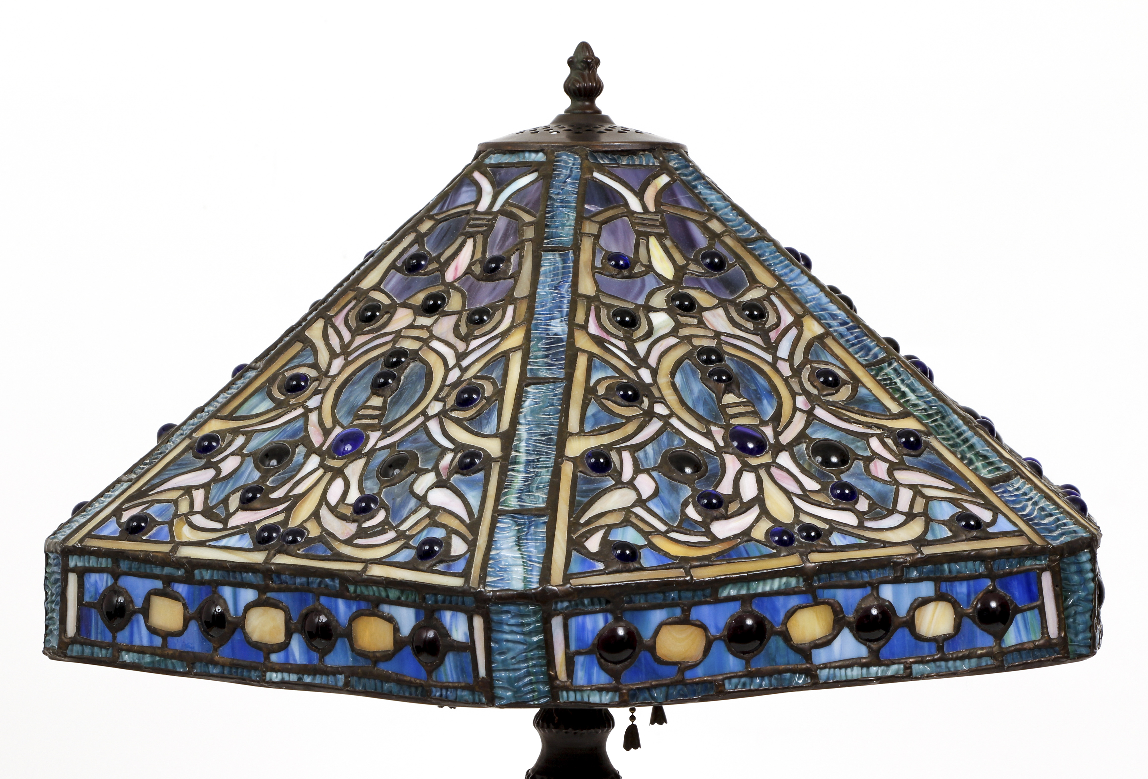 Arts and Crafts Style Stained Glass Shade and Lamp - Image 2 of 5