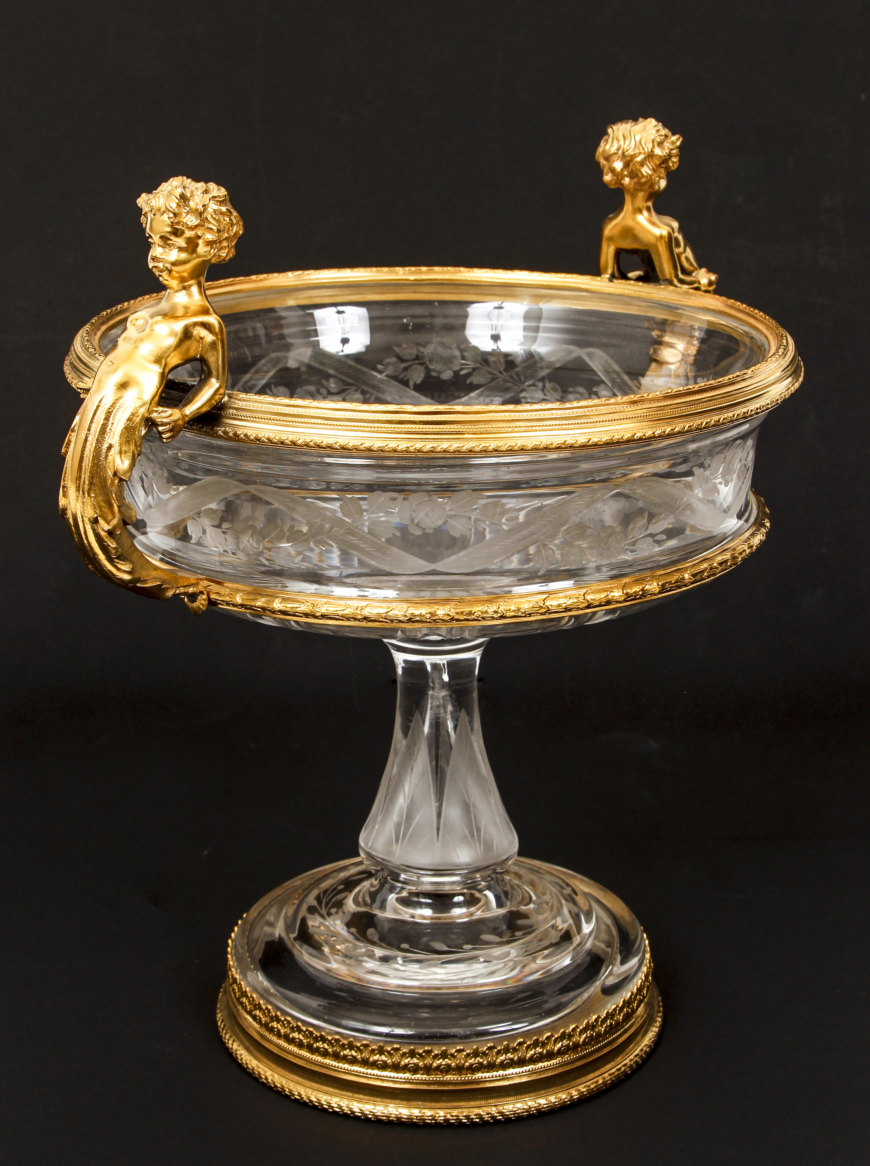 French Ormolu Mounted Cut Glass Centerpiece Bowl - Image 5 of 6