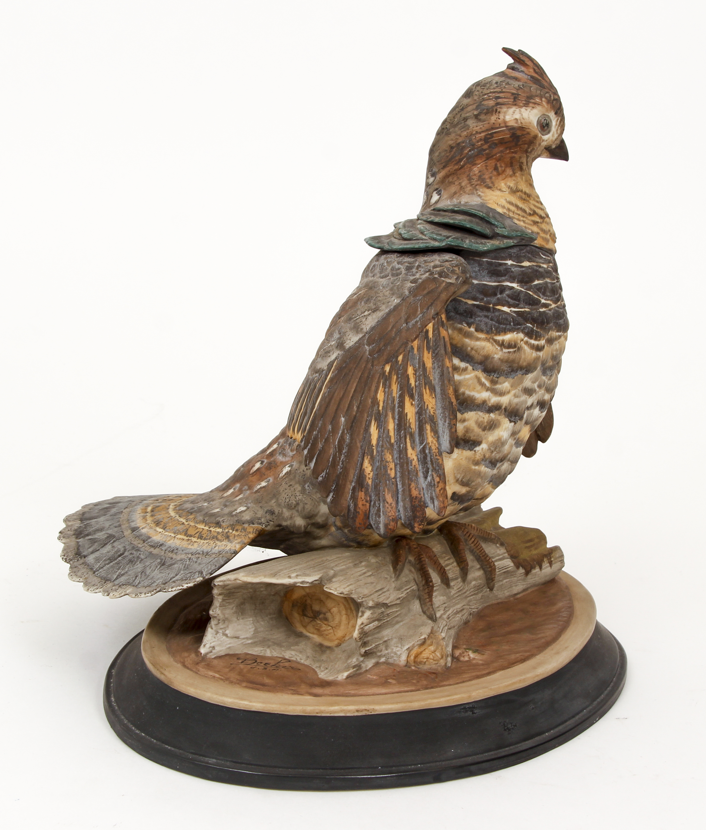 Pair Boehm Porcelain Ruffled Grouse Sculptures - Image 2 of 11