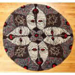 Four Masks Hooked Rug by Alice Black