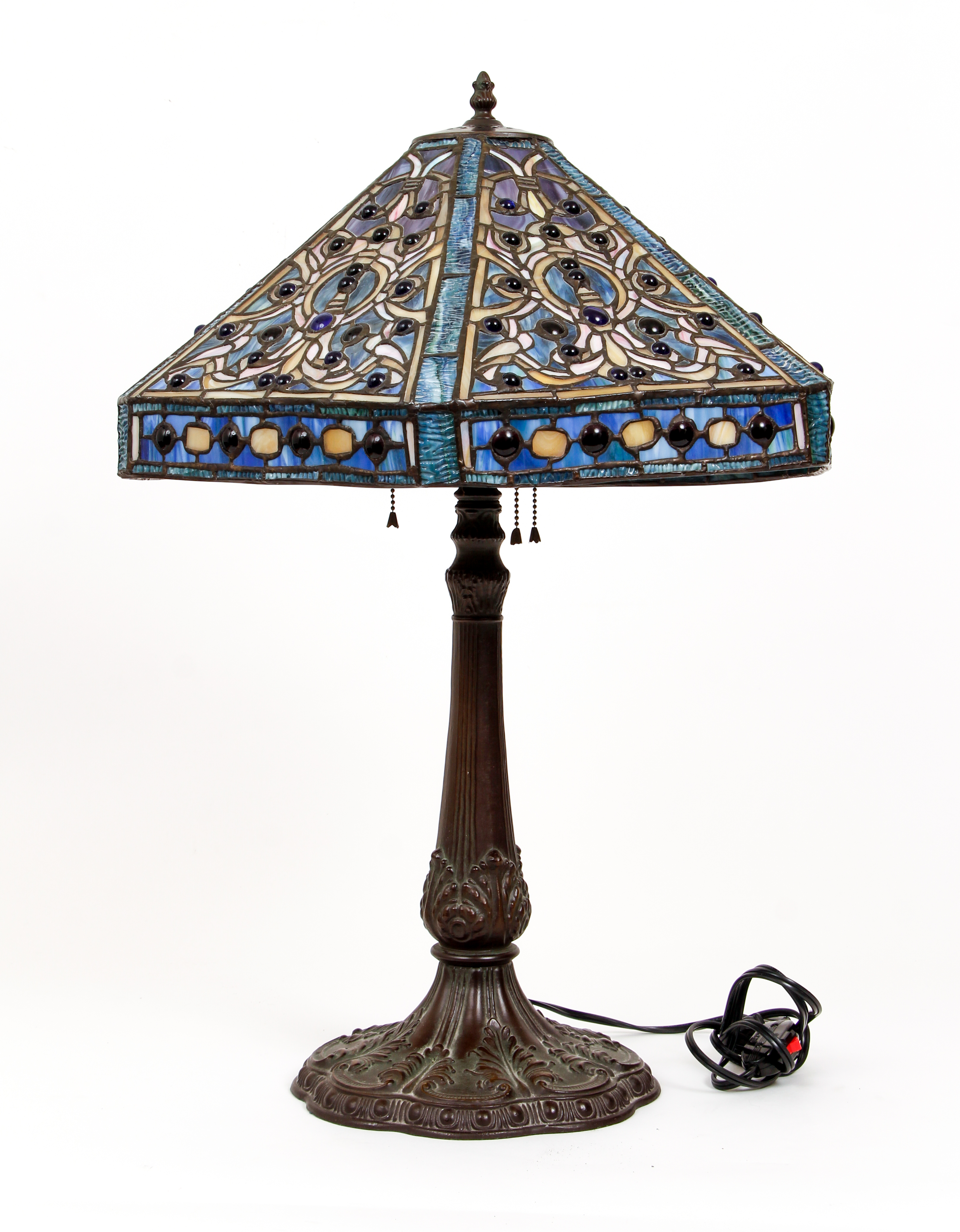 Arts and Crafts Style Stained Glass Shade and Lamp