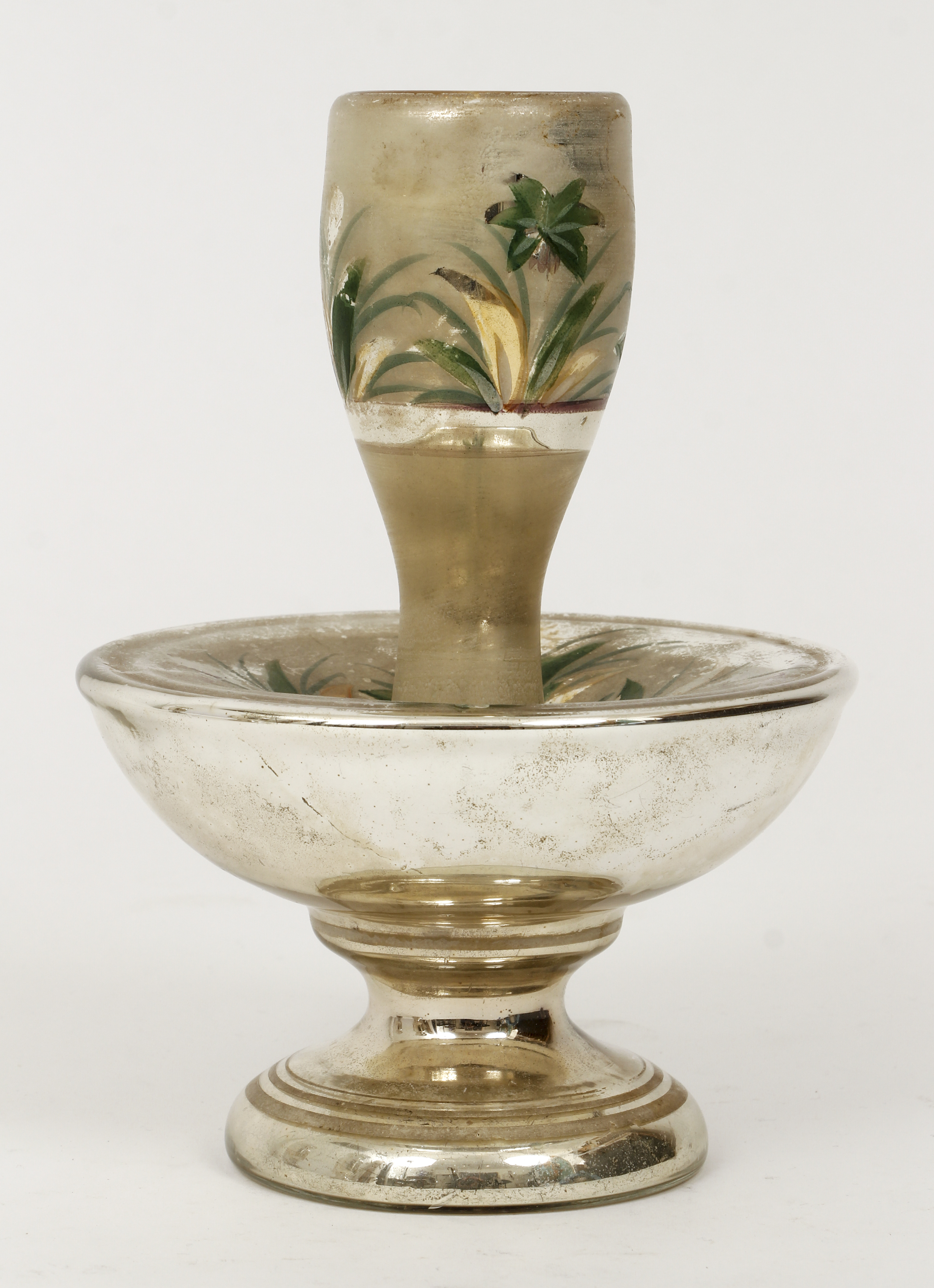 5 Mercury Glass objects with painted decoration - Image 5 of 8