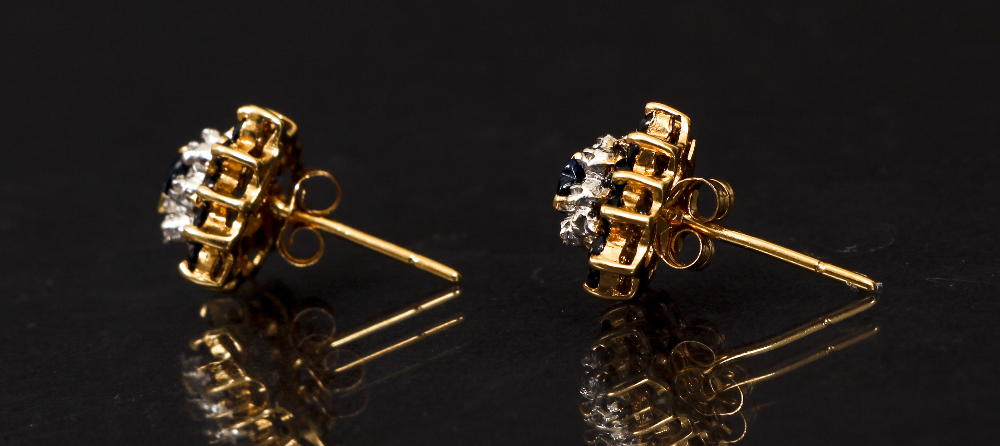 14K Sapphire Diamond Earrings - Image 3 of 4