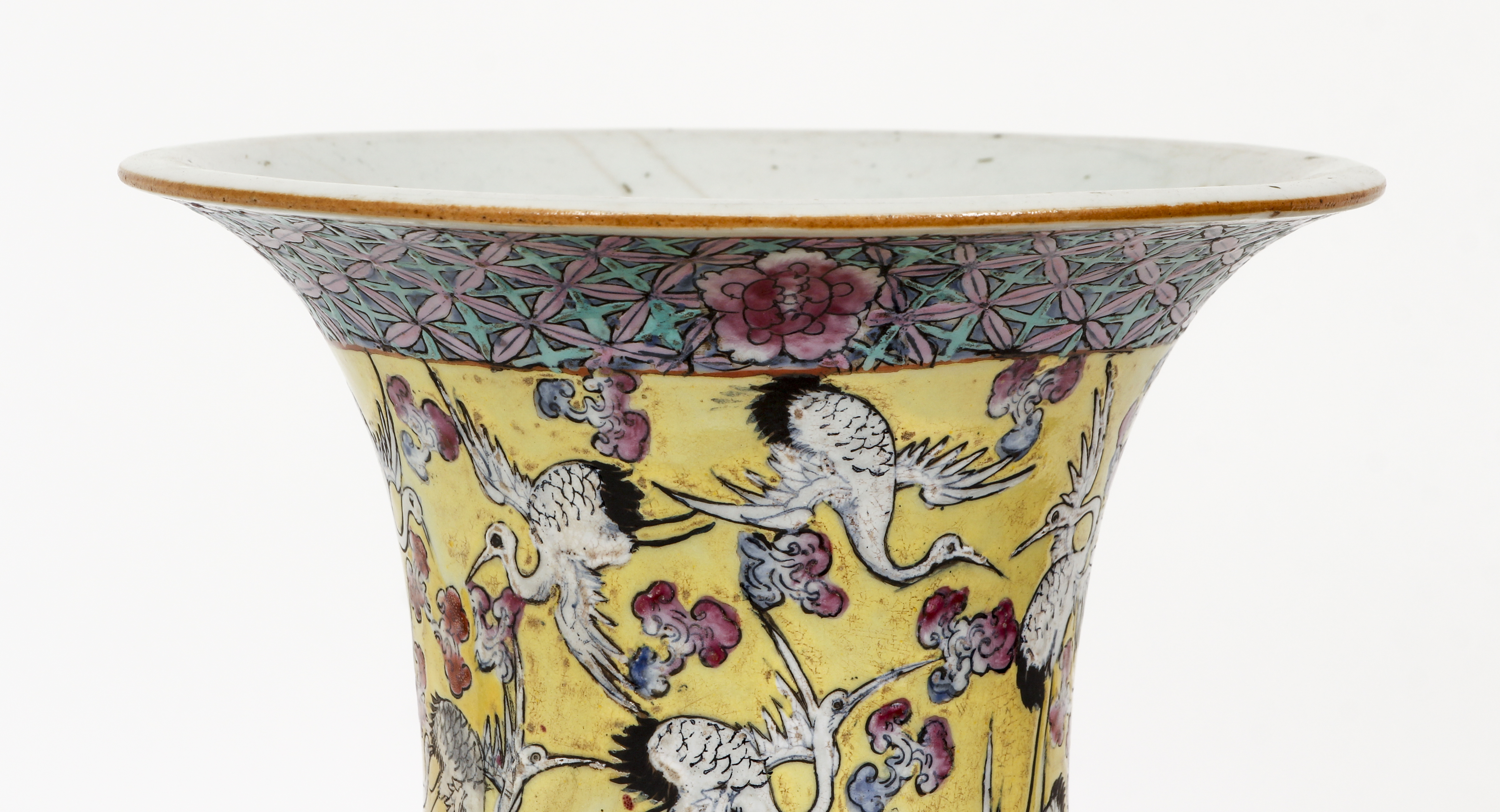 Chinese Rose Famille Stork Vase - Image 2 of 6