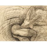 Marcel Gromaire ink drawing Reclining Nude