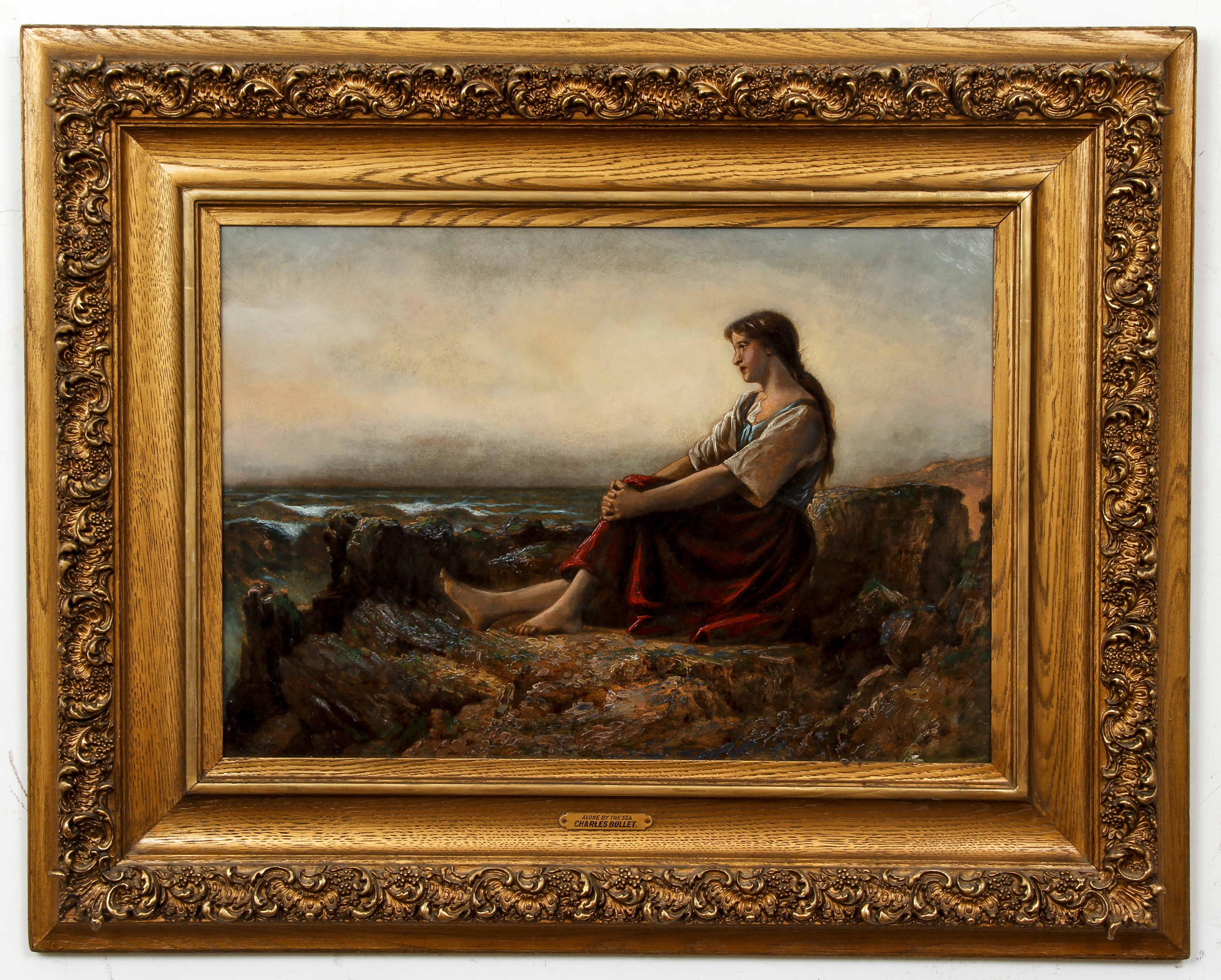 Charles Bullet Alone by the Sea Oil on Board - Image 2 of 5