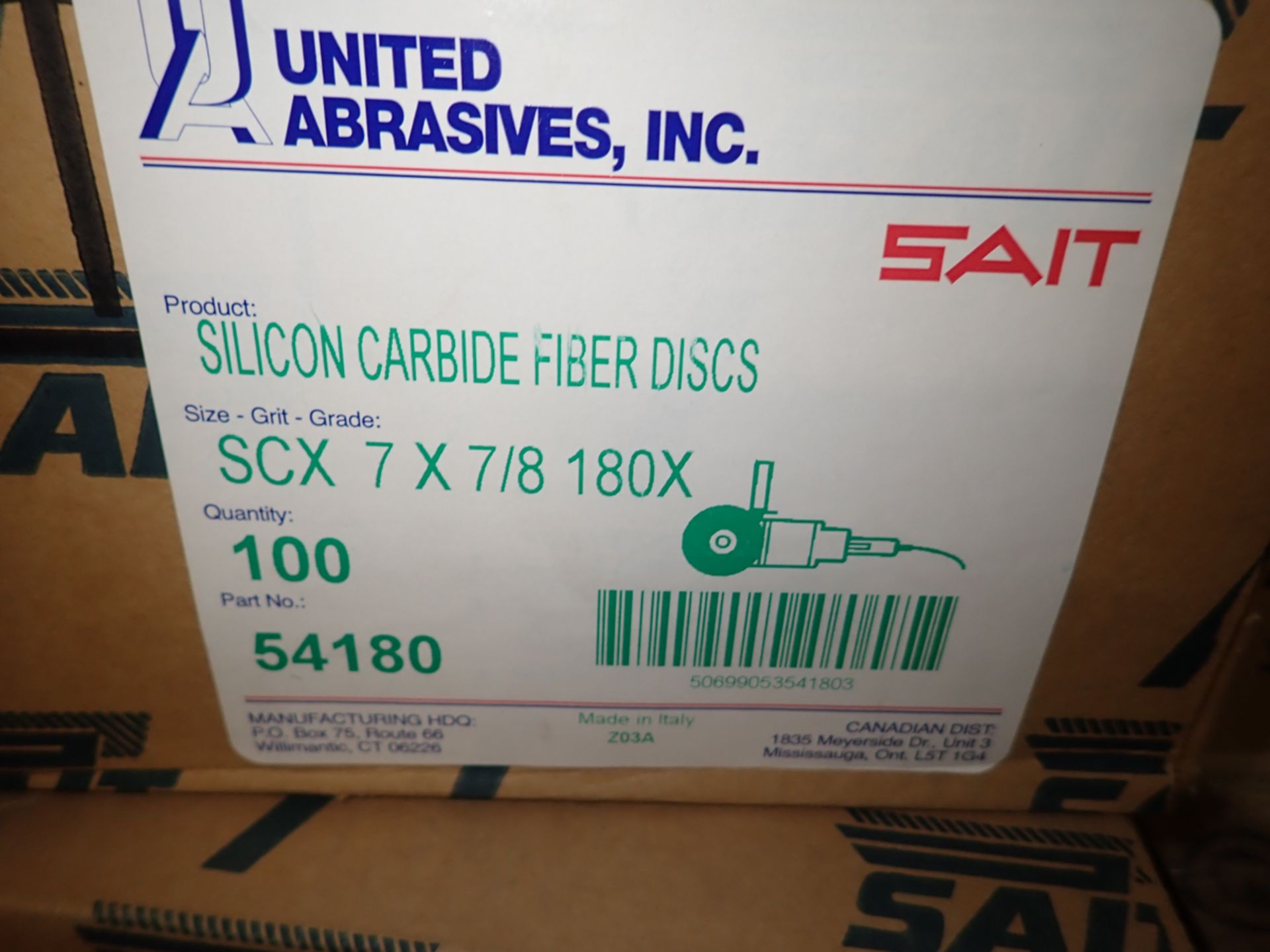 BOX OF (150) 7" X 7/8 SILICONE CARBIDE FIBER DISCS, GRIT #180 - Image 2 of 2