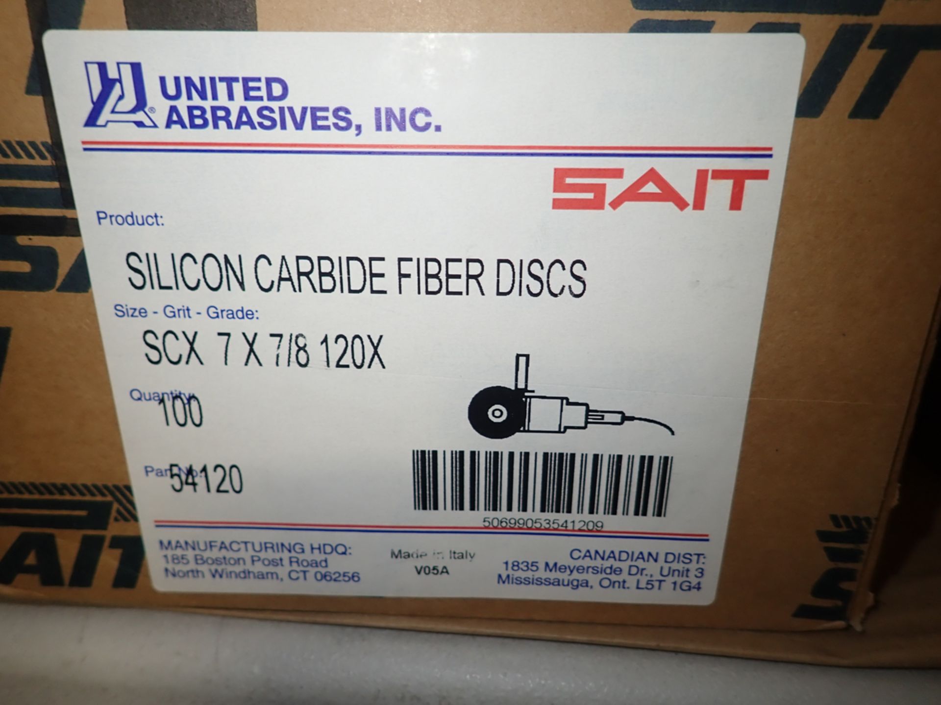 BOX OF (100) 7" X 7/8 SILICONE CARBIDE FIBER DISCS, GRIT #120 - Image 2 of 2