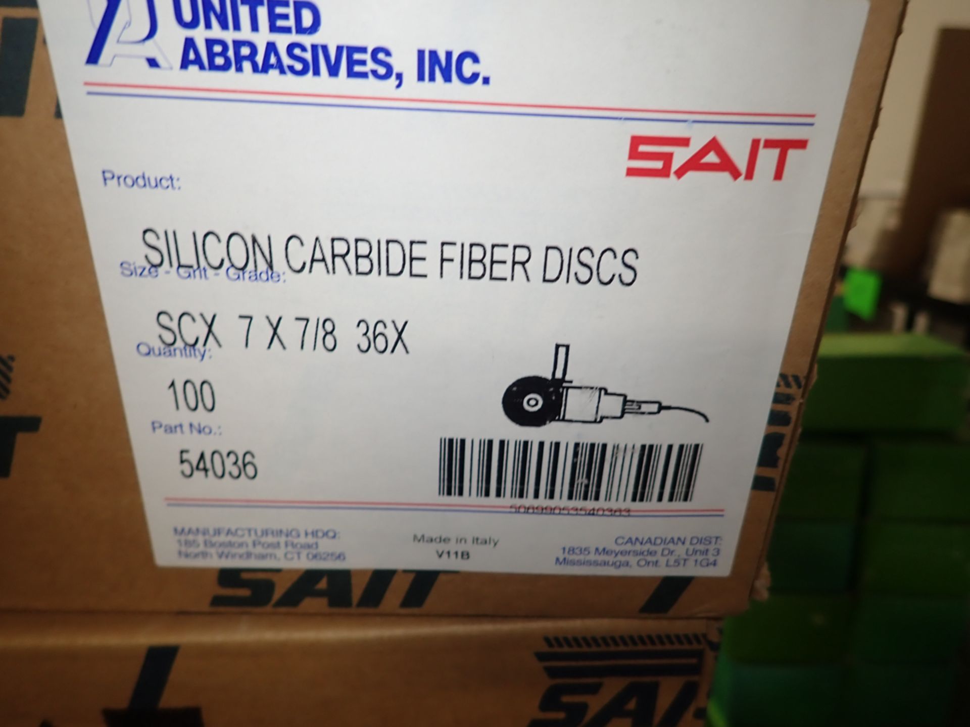 BOXES OF (100) 7" X 7/8 SILICONE CARBIDE FIBER DISCS, GRIT #36X - Image 2 of 2