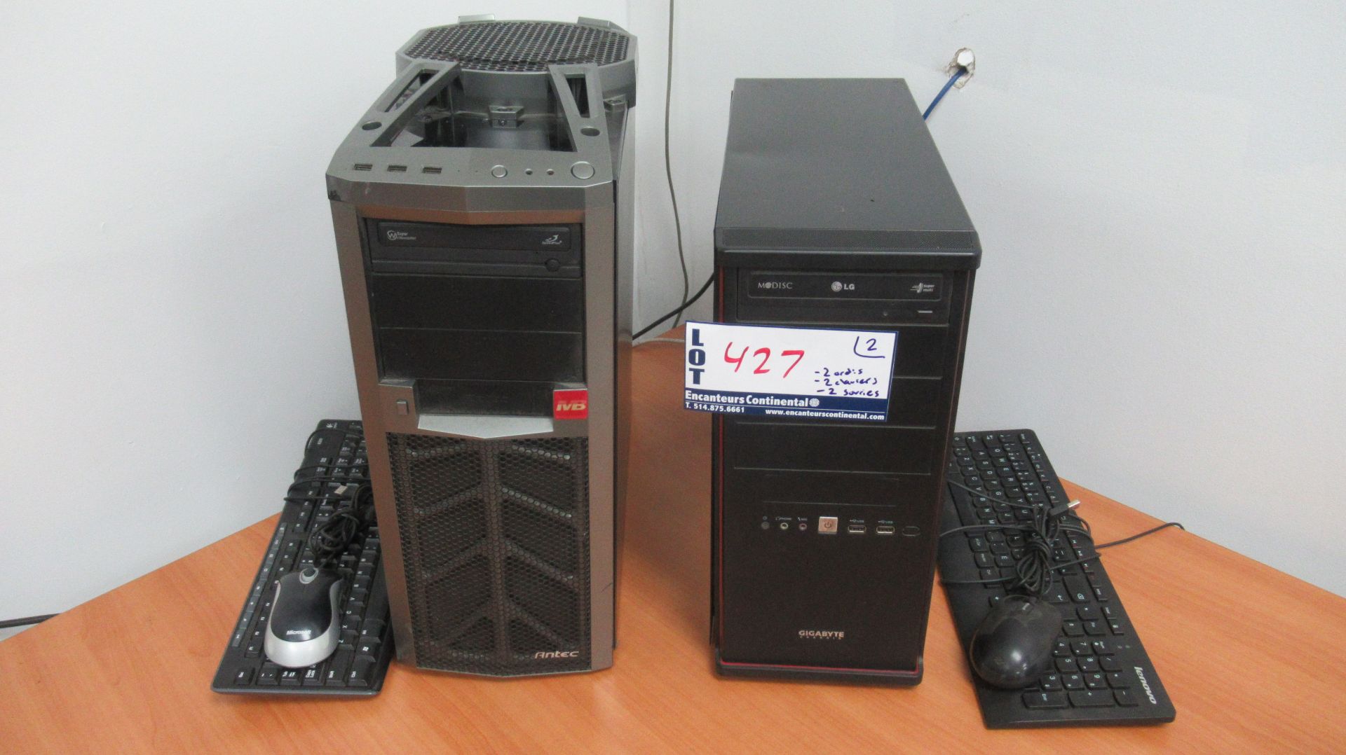 LOT DE 2 TOURS D'ODI AVEC 2 CLAVIERS & 2 SOURIS / COMPUTERS WITH KEYBOARD AND MICE