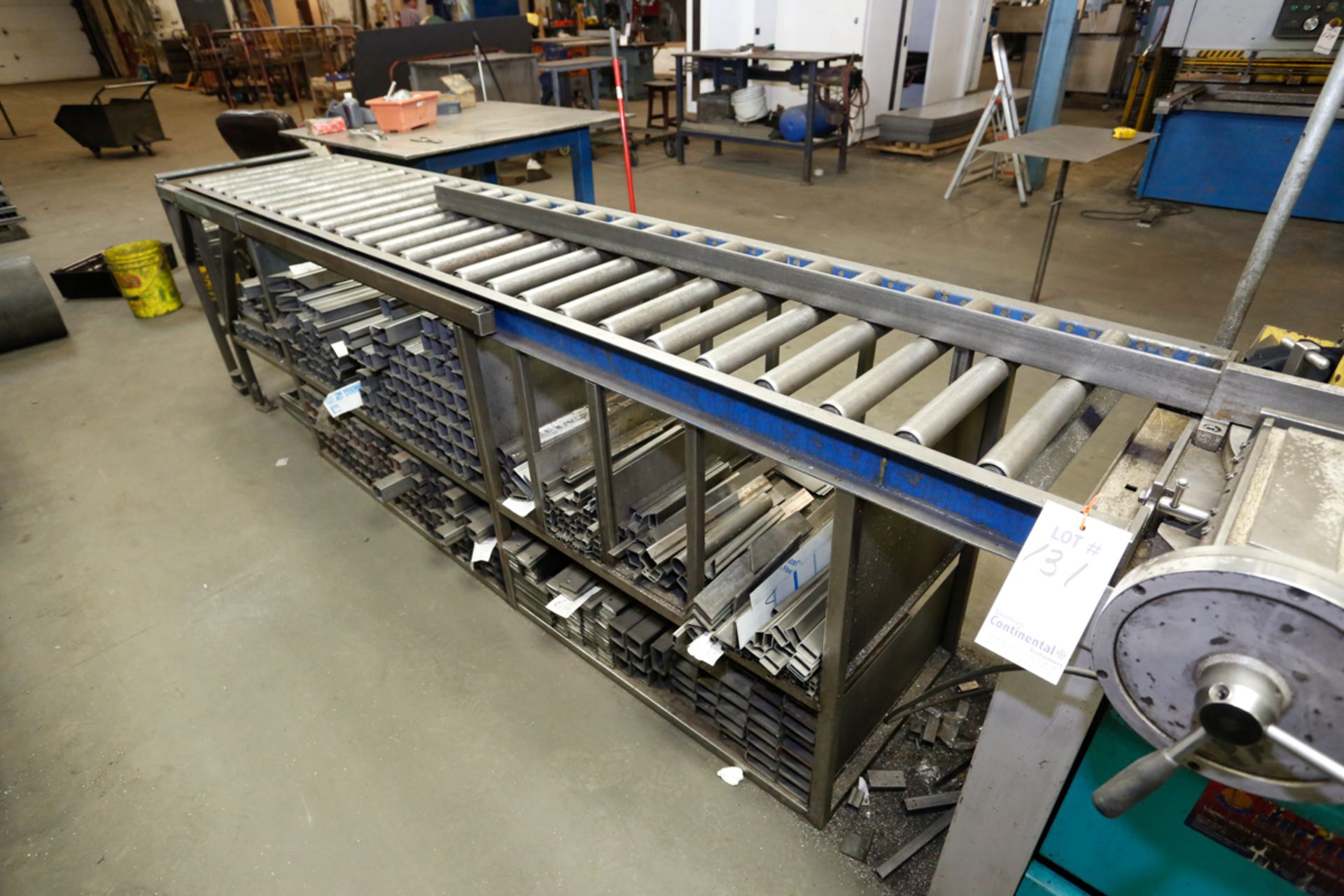 10' CONVEYOR & 12' TABLE, FEED IN, FEED OUT,