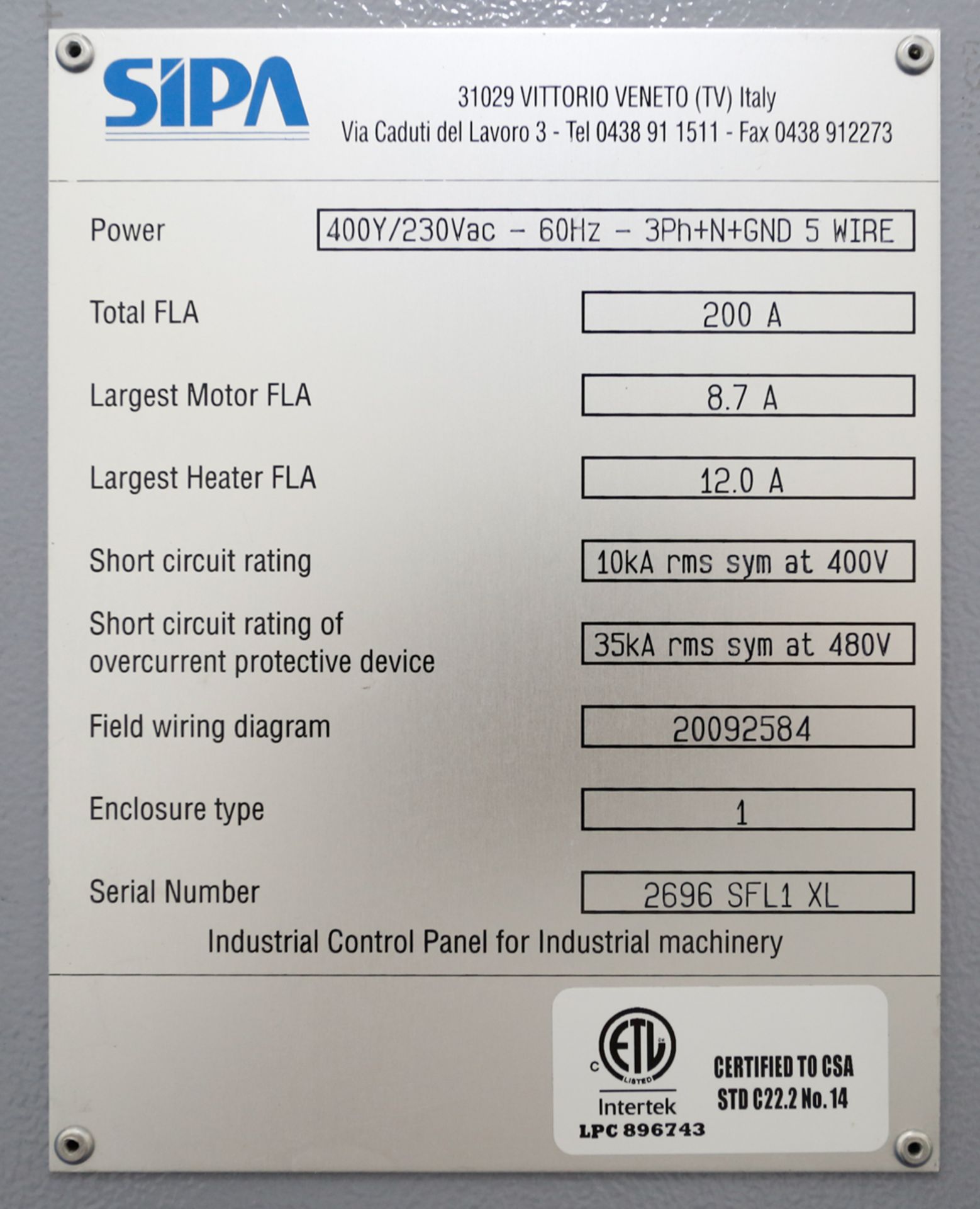 (2017) SIPA Model SFL1XL, Linear Stretch Blow Moulding Machine, S/N: 2696, 30 Litre Bottle Maximum - Image 2 of 28