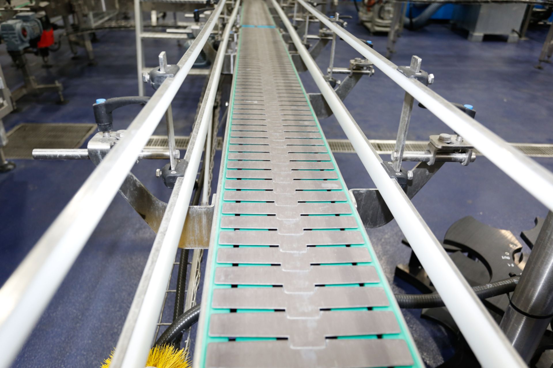 (2017) Stainless Steel Conveyor, 27' x 8", Multiple Radiuses, Flex Link Plastic Chain, w/ (2) SEW - Image 6 of 6