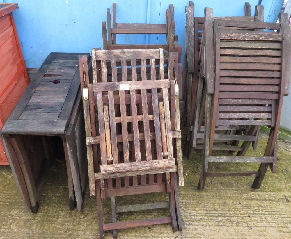 TEAK GARDEN TABLE WITH 8 CHAIRS