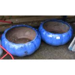 2 LARGE GLAZED POTS