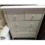 BLEACHED 3 LONG, 2 SHORT CHEST OF DRAWERS