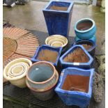 LARGE QUANTITY OF GLAZED PLANT POTS