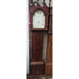 OAK CASED LONGCASE CLOCK WITH ENAMELLED DIAL DEPICTING FRUIT