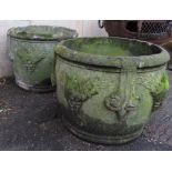 2 WEATHERED CONCRETE PLANTERS