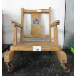 WOODEN KIDS SEAT ON WHEELS