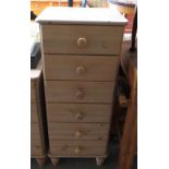 TALL BLEACHED PINE CHEST OF 6 SHORT DRAWERS