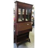 GLAZED OAK BUREAU/BOOKCASE ##key##