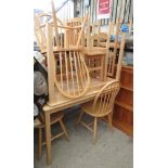 2 PINE DINING TABLES WITH 7 CHAIRS