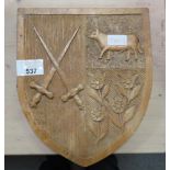 CARVED WOOD COAT OF ARMS