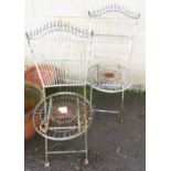 2 CREAM PAINTED METAL CHAIRS