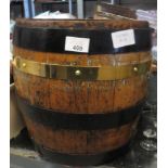 OAK BARREL WITH BRASS BANDING