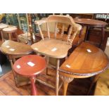 SELECTION OF FURNITURE INCLUDING WOODEN STANDARD LAMP, PINE BAR STOOL, POT STAND ETC ## pat