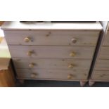 BLEACHED PINE CHEST OF 4 LONG DRAWERS