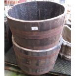 2 HALF BARREL PLANTERS