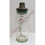 Golfing interest - A decorative mid 20th century glass cocktail shaker with painted decorations