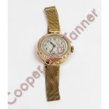 Anonymous, a lady's 9 carat gold mechanical wrist watch, on a mesh bracelet stamped '9ct', 22.7 g