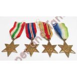 Four WWII medals - Africa Star, Atlantic Star, 1939-45 Star and the Italy Star