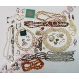 A large quantity of mixed jewellery items; including an unusual Ola Gorie silver ring set with a