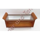 A G-Plan teak tulip coffee table with a glass insert, 50cm high, 122cm long, 51cm