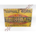 A 20th century metal sign “Ashalt Works, by Western Trinidad Lake Asphalt Co Ltd, 10 Winterstoke Rd,