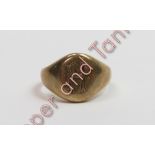 A signet ring, indistinct mark, inscribed, finger size K, 7.7 g gross