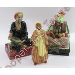 Three Royal Doulton figures to include “Cobbler, HN1706”, Mendicant, HN1365, and “Abraham, HN 2095”