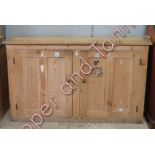 A 20th century pine dresser base with two door cupboard section, 94cm high, 158cm long, 43cm deep