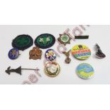 A small collection of pin badges including Butlins, Girl Guides and others