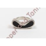 Lapponia, Finland, a silver and black enamel ring, 1976, adjustable shank