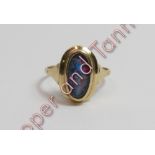 A 9 carat gold opal triplet dress ring, finger size T ½, 3.1 g gross