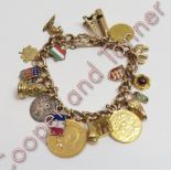 A 9 carat gold curb link bracelet, with a soldered 1914 sovereign, a soldered 1913 half sovereign,