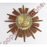 A teak Anstey Wilson Sunburst Clock