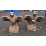 PAIR OF CONCRETE EAGLES