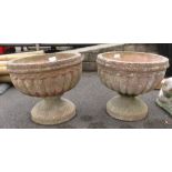 PAIR OF CONCRETE URN PLANTERS