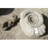 AN AMMONITE & CONCRETE FROG